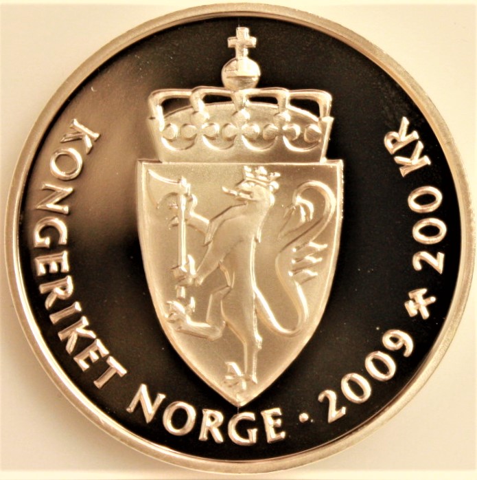  Norwegen: Harald V., 200 Kroner 2009 auf K. Hamsun, pp in Kapsel mit Etui & Zertifikat!   