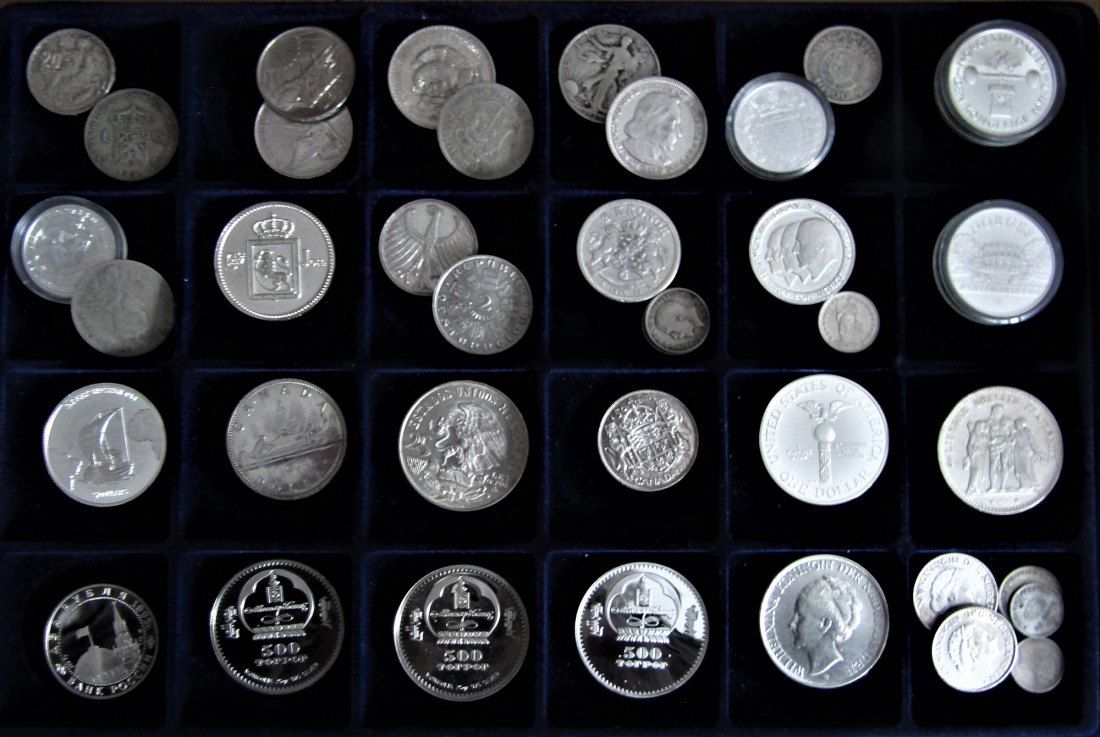  Wertvolles Lot von 1 Kg Silbermünzen, siehe Beschreibung unten!   